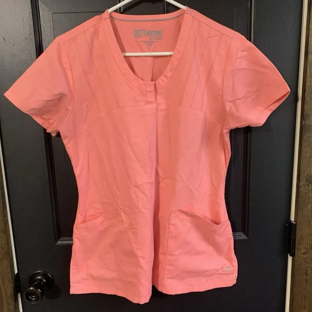 Grey's Anatomy By Barco Women's Medical Scrub Top Rose poly rayon Size Medium - Picture 1 of 10